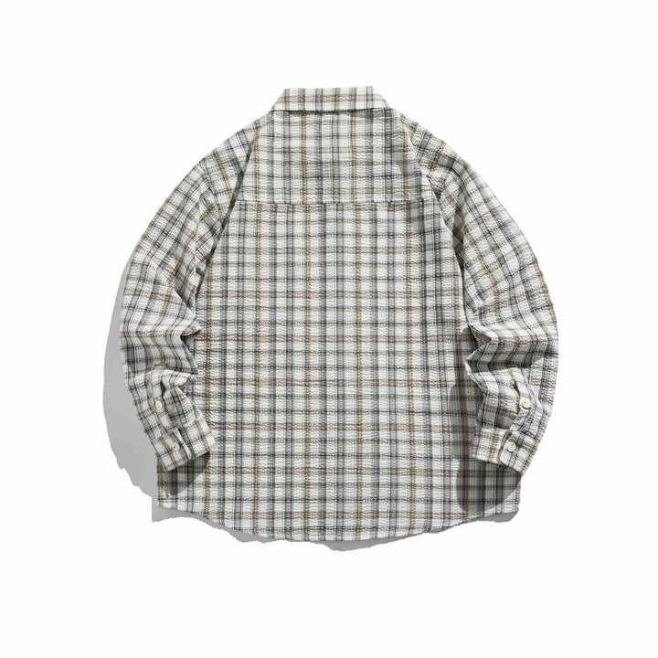 Dam Oversized Rutig Skjorta Jacka med Quiltad Structure