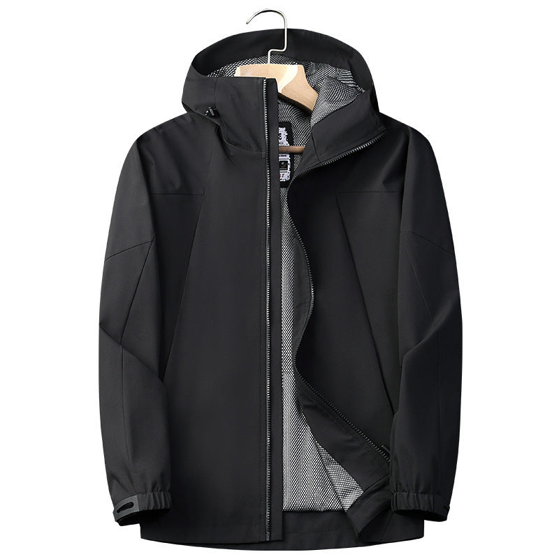 Herr Softshell Regn och Övergångs Jacka med Huva, Vindskyddande Membrane och Andningsbar Mesh Foder