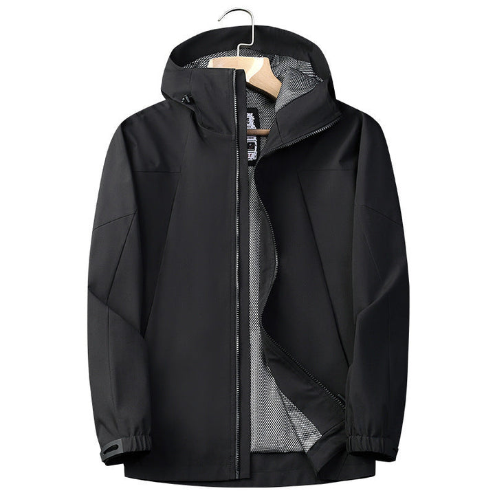 Herr Softshell Regn och Övergångs Jacka med Huva, Vindskyddande Membrane och Andningsbar Mesh Foder