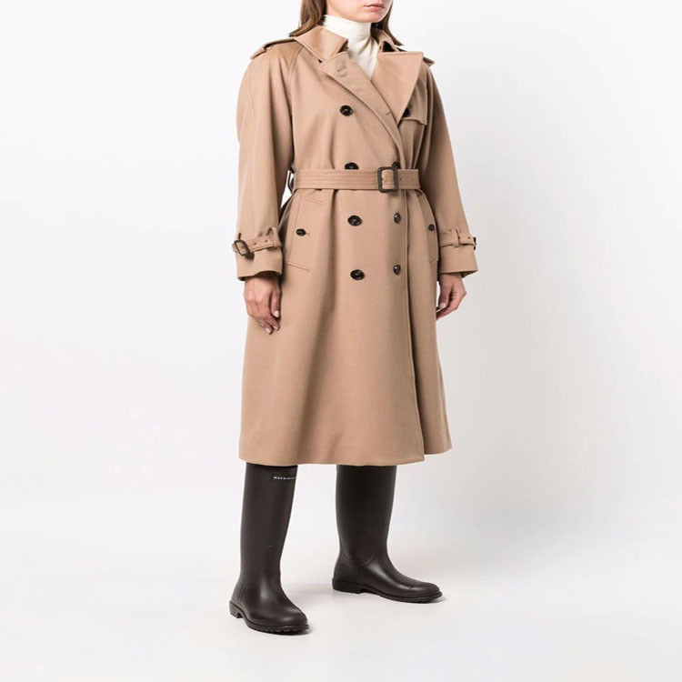Dam Midi Length ullblandning trenchcoat in Tailoring med Double Breasted, midjebälte och Epaulettes