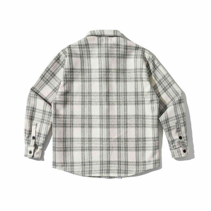 Herr Rutig Teddy Fleece overshirt med bröstficka
