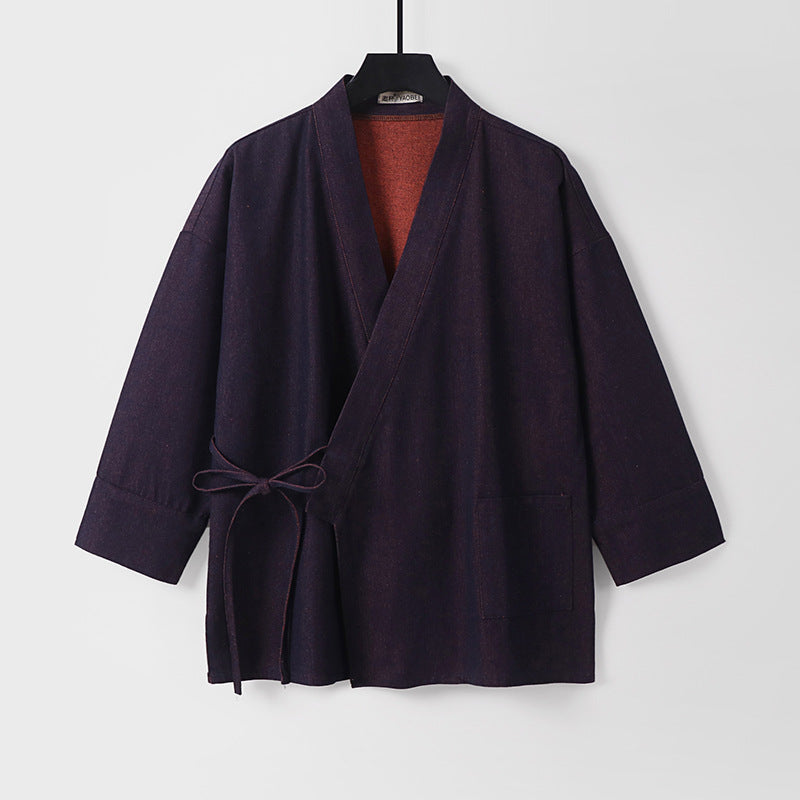 Dam lätt två-Tone Kimono jacka med Ties och kontrasterande inner foder