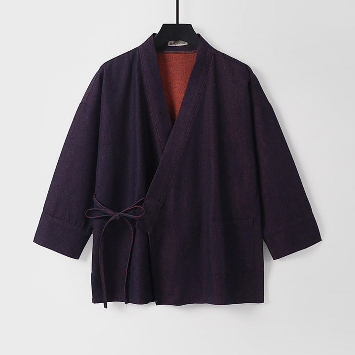 Dam lätt två-Tone Kimono jacka med Ties och kontrasterande inner foder