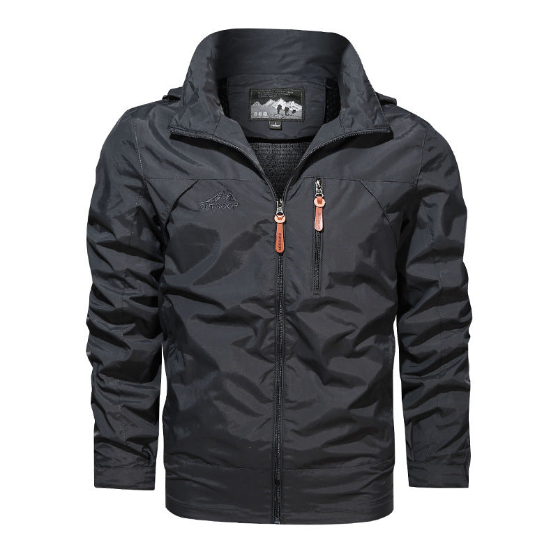 Herr lätt utomhusjacka windbreaker med vattenavvisande kappaing och ventilerande meshfoder