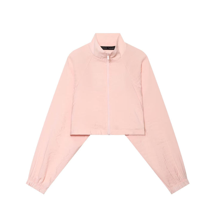 Dam 10+ Kort Blouson Jacka med Funnel Stå Krage, Raglan Ärmar, och Elastic Muddar