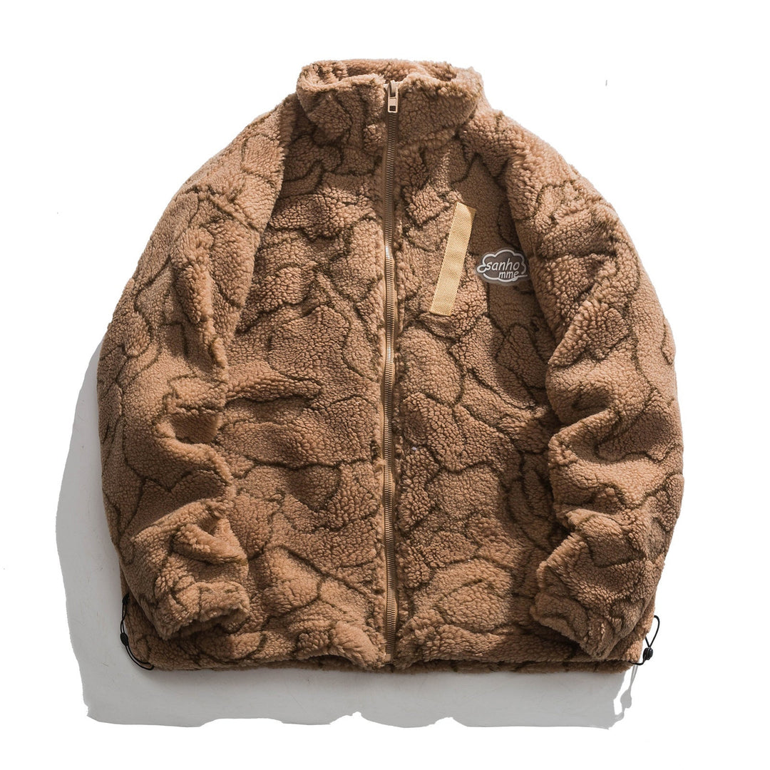 Dam cozy teddy fleecejacka med ståkrage och dragsko