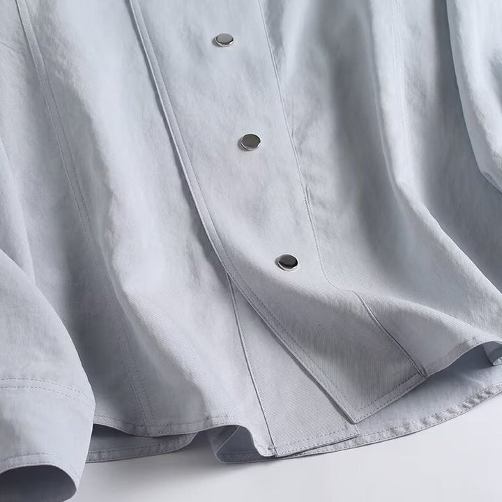 Dam lätt oversize Blouse jacka med Stand krage och dold Snap knappslå
