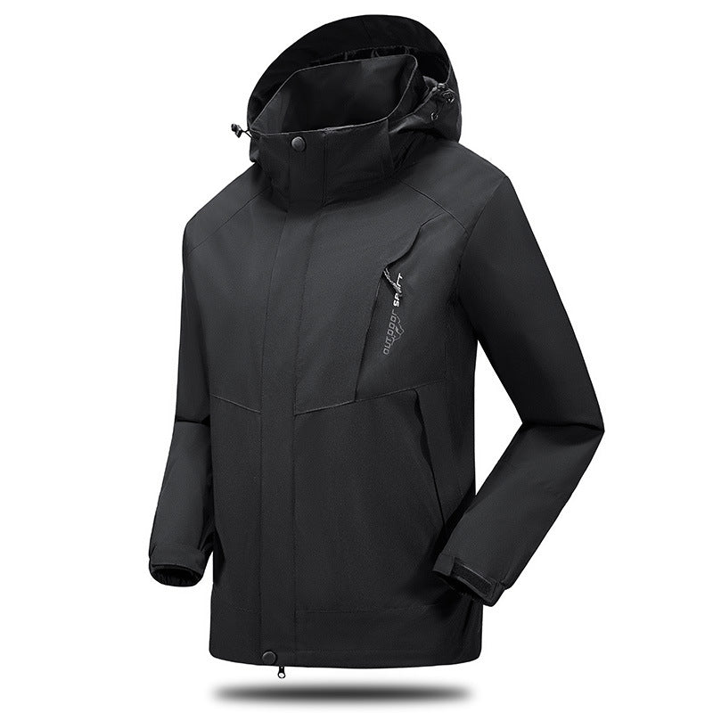 Herr Water- och Vindskyddande Softshell Utomhus Jacka med Justerbar Huva och Zippered Fickor