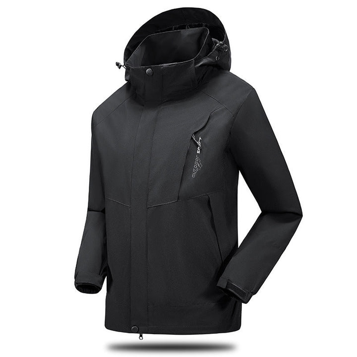Herr Water- och Vindskyddande Softshell Utomhus Jacka med Justerbar Huva och Zippered Fickor