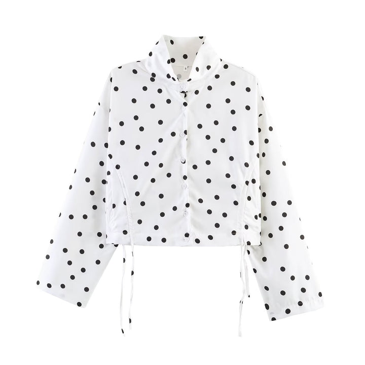 Dam Prickig Prick Kort Utilityjacka med Stå Krage och Drawstring