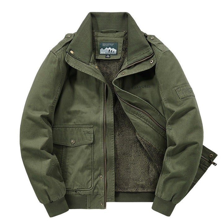 Herr Insulated Fält Blouson med Full Teddy Fleecefoder, Dold Zip Fram och Utility Fickor