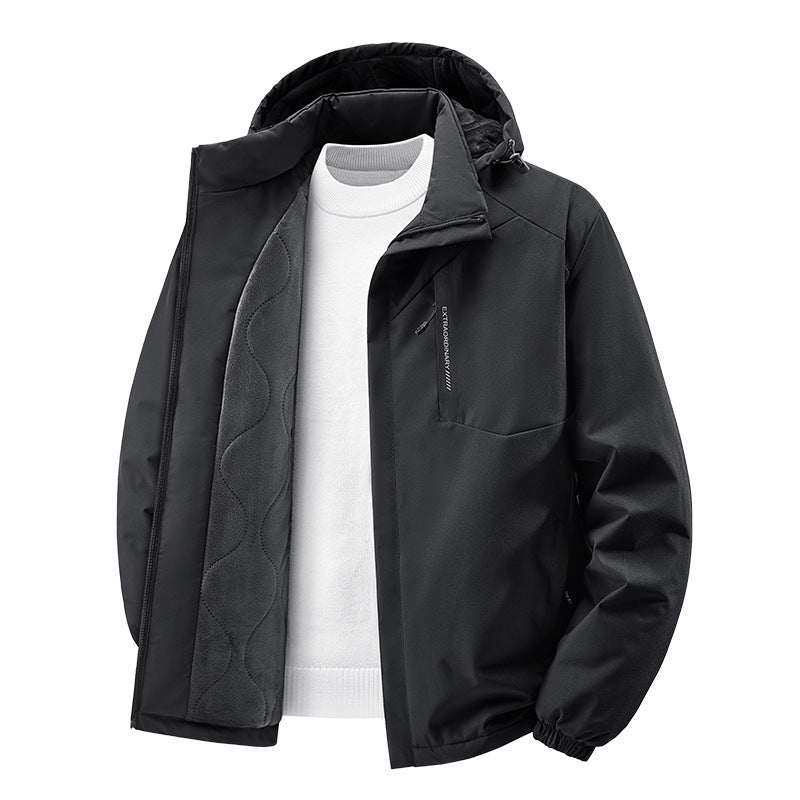 Herr Thermo Frilufts Jacka med Quiltad Fleecefoder, Vind och Vattenavvisande Skal &amp; Huva