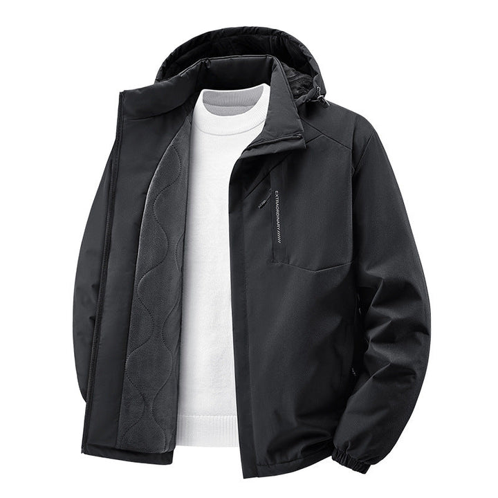Herr Thermo Frilufts Jacka med Quiltad Fleecefoder, Vind och Vattenavvisande Skal &amp; Huva