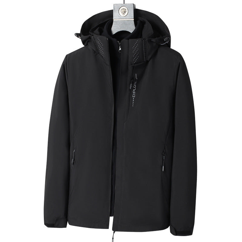 Herr Wind och Water-Resistant Jacka med Huva med Ergonomic Skärning och Concealed Dragkedja