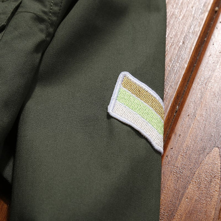 Herr Utility Skjortjacka med Bröstfickor, Axel Epaulettes, och Badge Applications