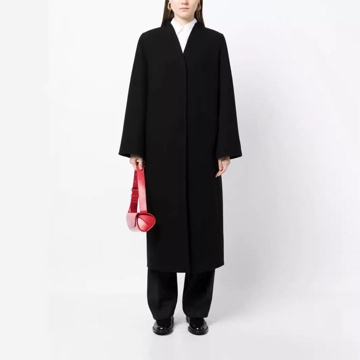 Dam Maxi-Length minimalistisk kappa med dold fram och Boxy Shoulder