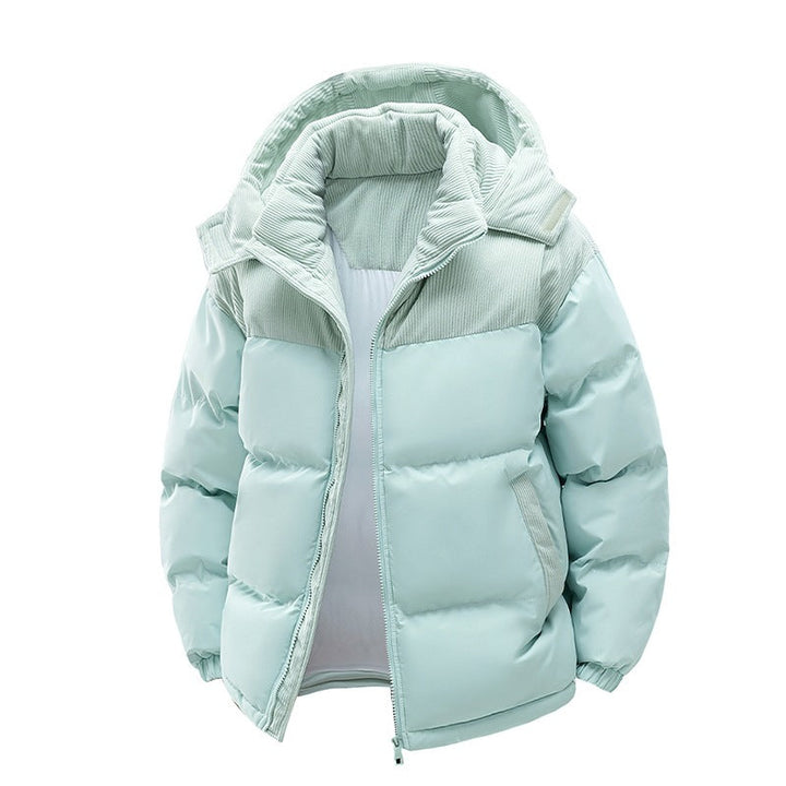 Dam Thermo Puffer Kort Jacka med Cord Shoulder och Huva Krage