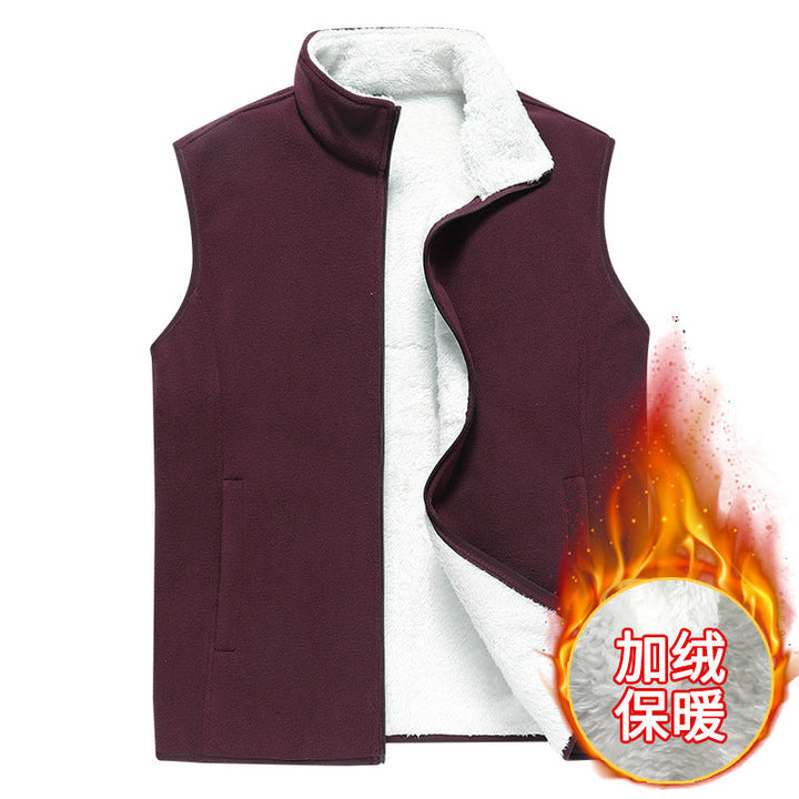 Herr Sleeveless Microfleece Väst med Stående Krage och Dold Two-Way Zip