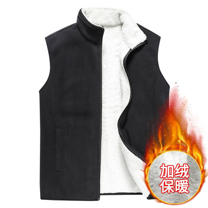 Herr Sleeveless Microfleece Väst med Stående Krage och Dold Two-Way Zip