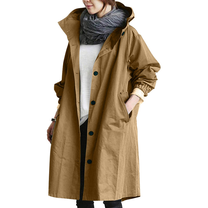 Dam lätt oversized regnjacka med huva och concealed knäppning