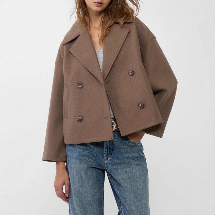 Dam Fashion kort jacka med dubbel knäppning