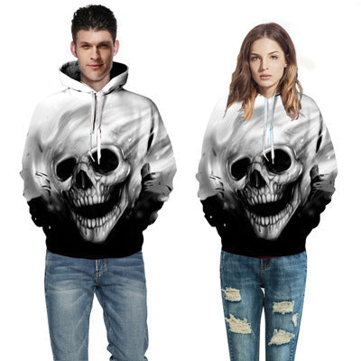 Herr Luvtröja med Luminous Flame Skull Tryck