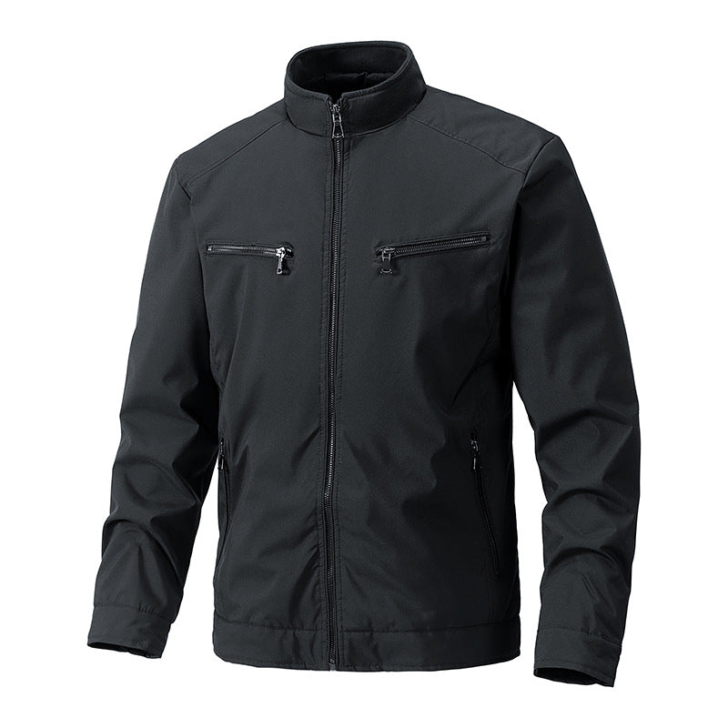 Herr Softshell Utomhus Jacka med Stående Krage Vattenavvisande och Fyra Zippered Fickor