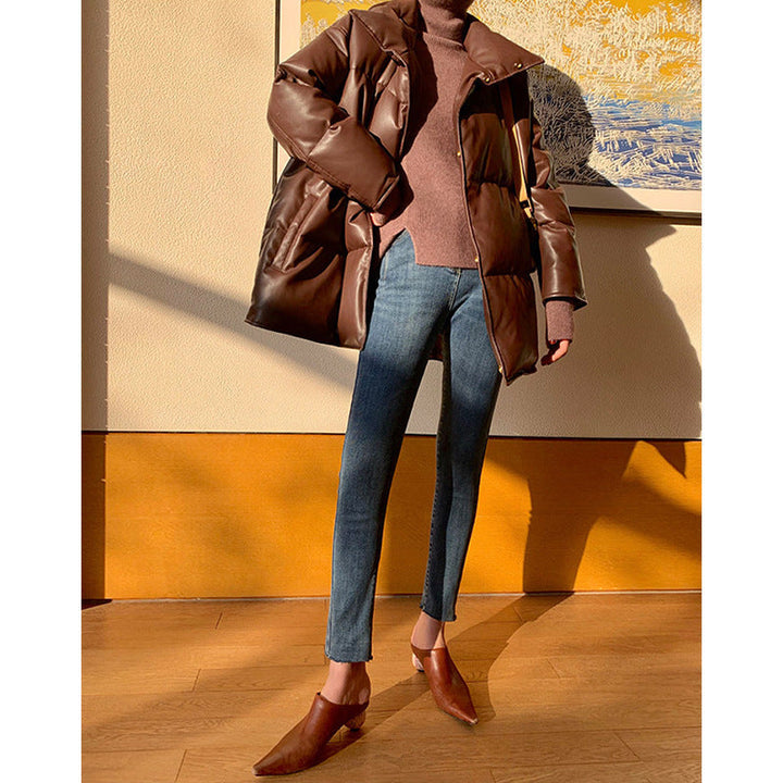 Dam Fashion kviltad jacka med hög krage 1789269028