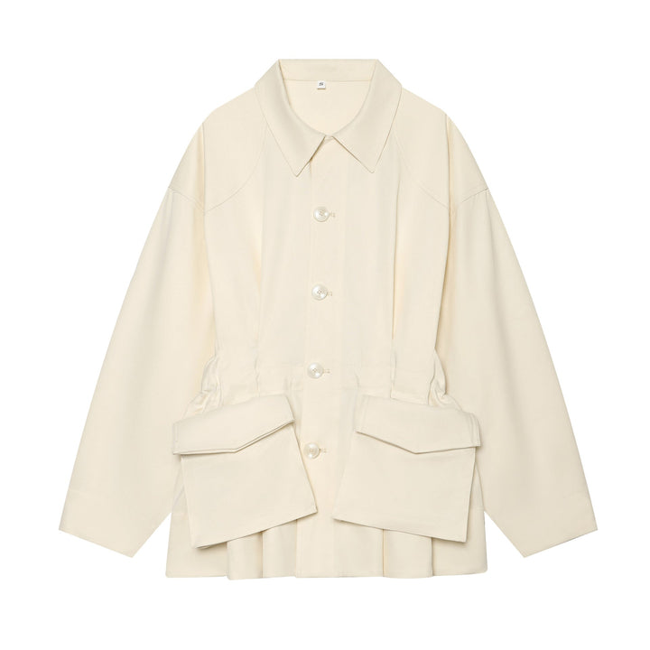 Dam oversized utility jacka med distinctive flap fickor och drawstring