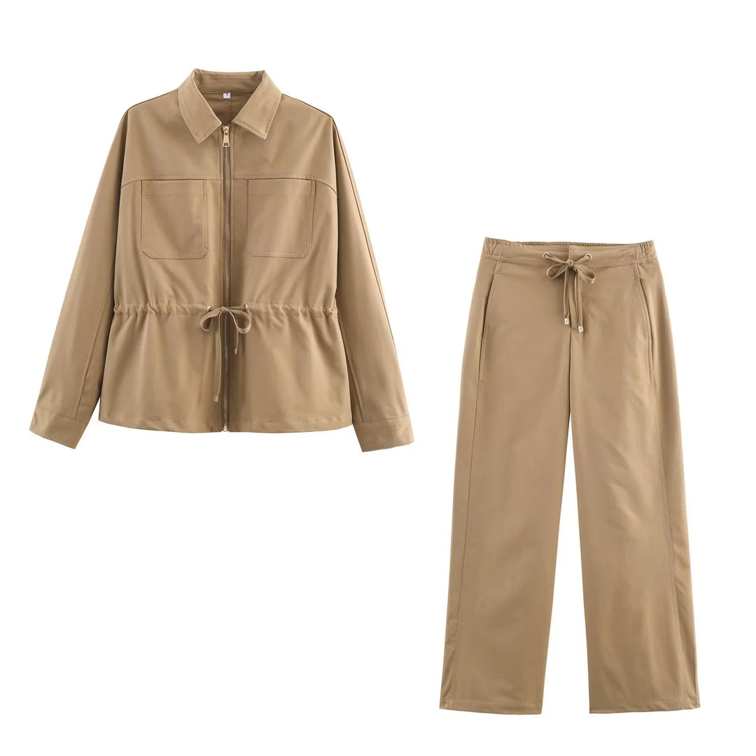 Dam lätt övergångsjacka med dragkedja, drawstring waist och patch bröstfickor