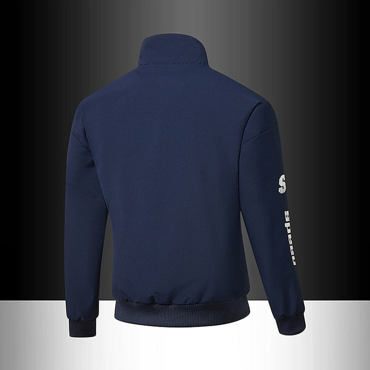 Herr Track Jacka i Motorsport Look med Logo Prints och Stående Krage