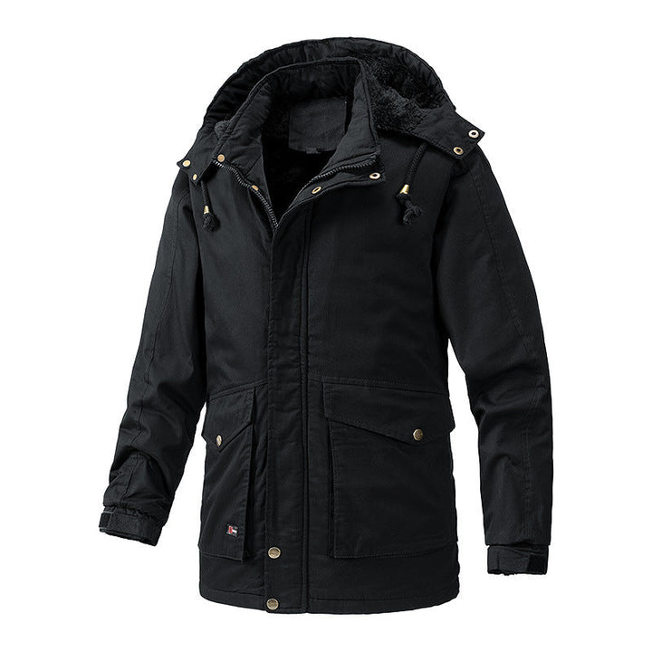 Herr värm-Lined parka Jacka med huva och teddyfoder