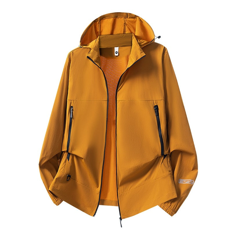 Herr Lätt Softshell Övergångsjacka med Huva, Vind och Vattenavvisande Skal &amp; Justerbar Dragsko Fåll