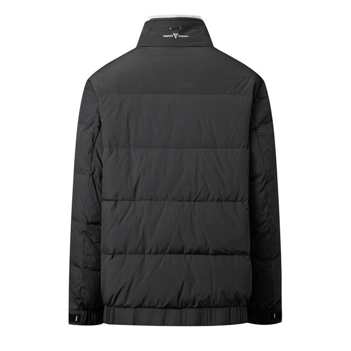 Herr Short Vadderad Jacka med Hög Faux Fur Krage, Vattenavvisande Yttre Skal och Termisk Isolering