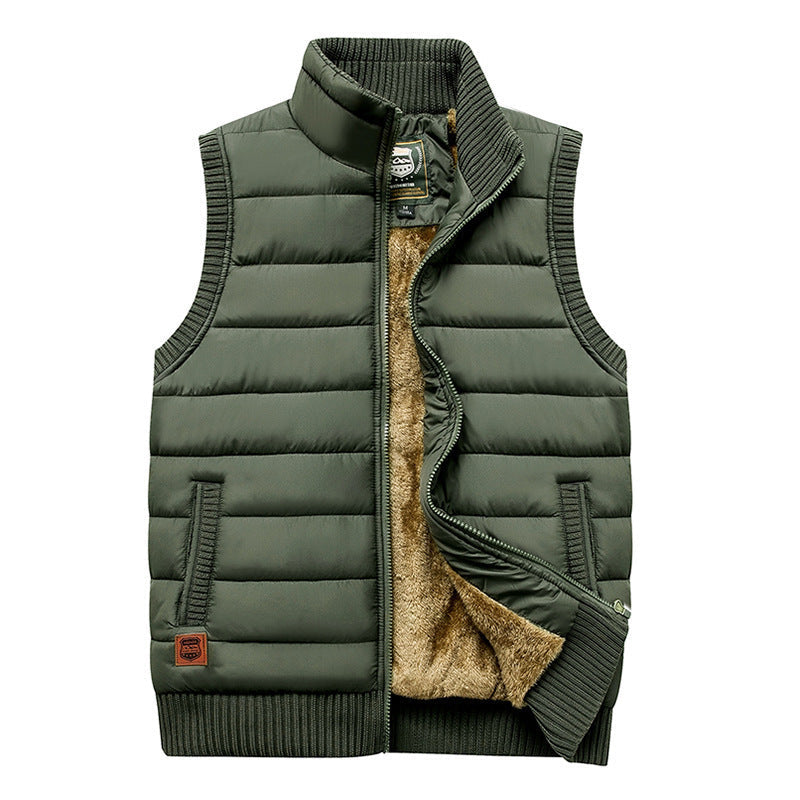 Herr Quiltad Thermo Quiltad Väst med Warming Teddyfoder och Elastisk Ribbad Finishes