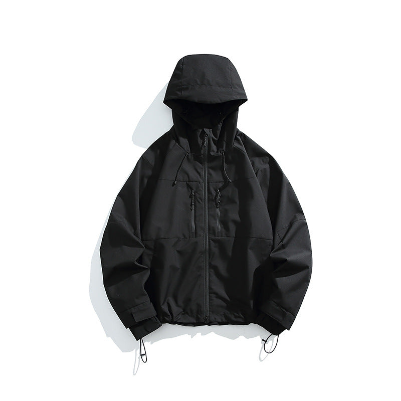 Herr Teknisk Regn Softshell Jacka med Huva, Dragkedja och Justerbar Fåll