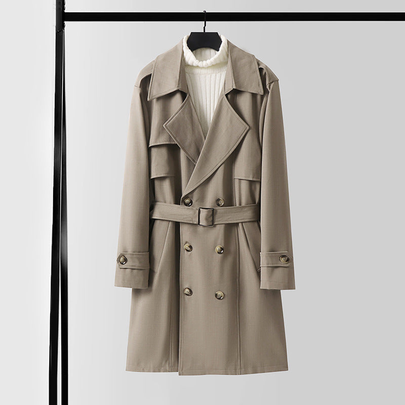Dam Double-breasted kort trenchcoat gjord lätt ullblandning med a mjuk drape och shoulder flaps