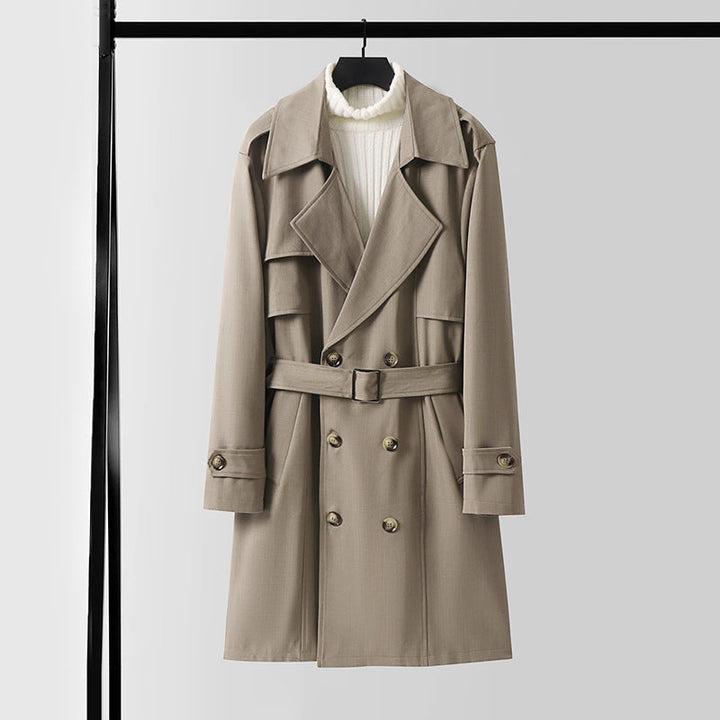 Dam Double-breasted kort trenchcoat gjord lätt ullblandning med a mjuk drape och shoulder flaps