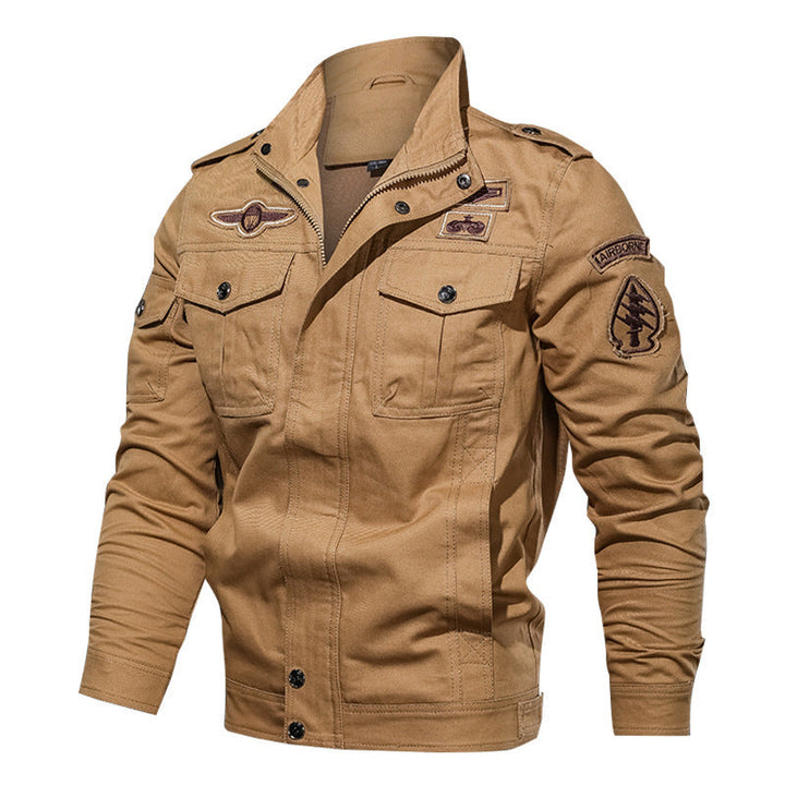 Herr Urban Canvas Combat Blouson med Dold Zip Knapplist, Lock Fickor, och Axel Epaulettes