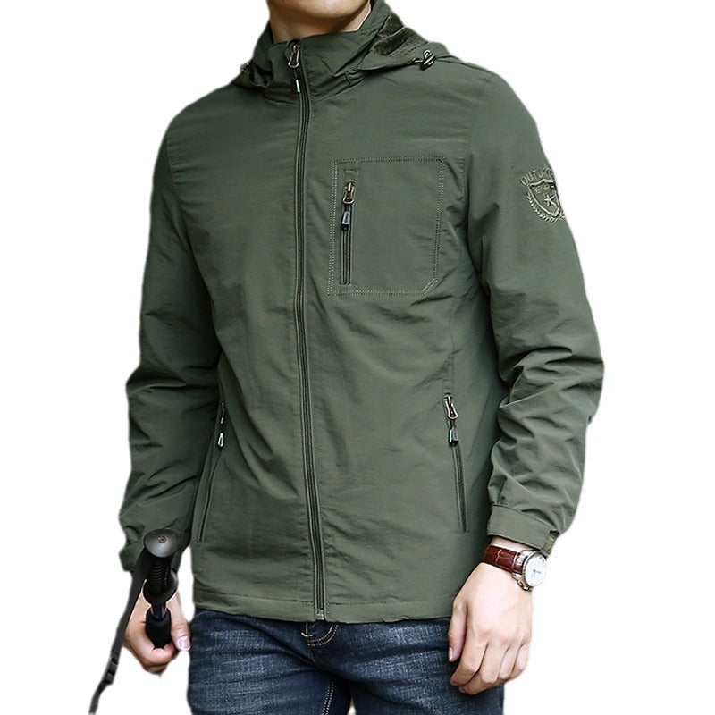 Herr Vindskyddande Softshell Termisk Jacka med Fleecefoder och Huva