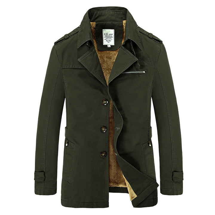 Herr Military-Inspired Short Rock med Teddy Fleecefoder och Zip Bröstficka