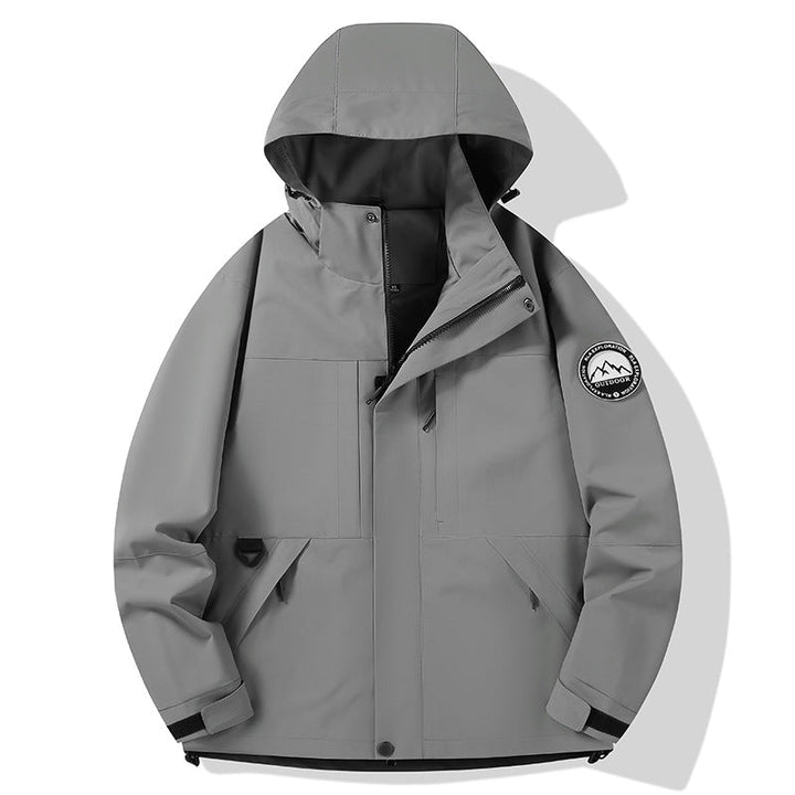 Dam vattentät hardshell utomhusjacka med huva och multifunction fickor