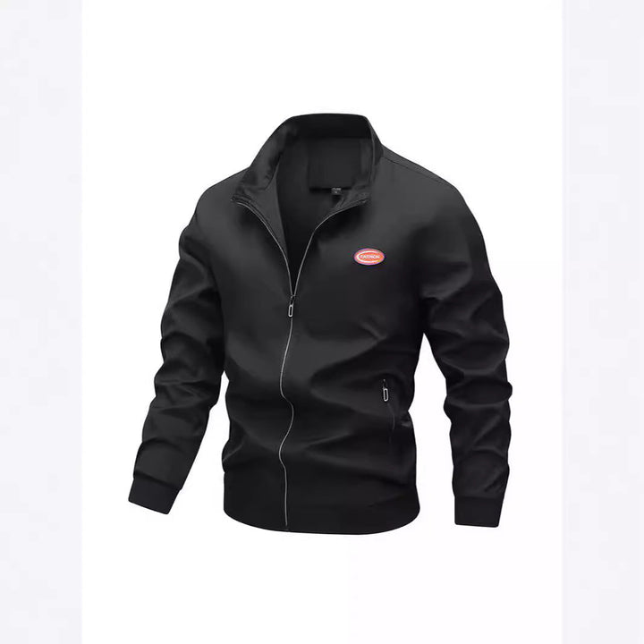 Herr Lätt Zip-Up Bomber Stil Training Jacka med Stående Krage och Wind-Resistant Microfiber Skal