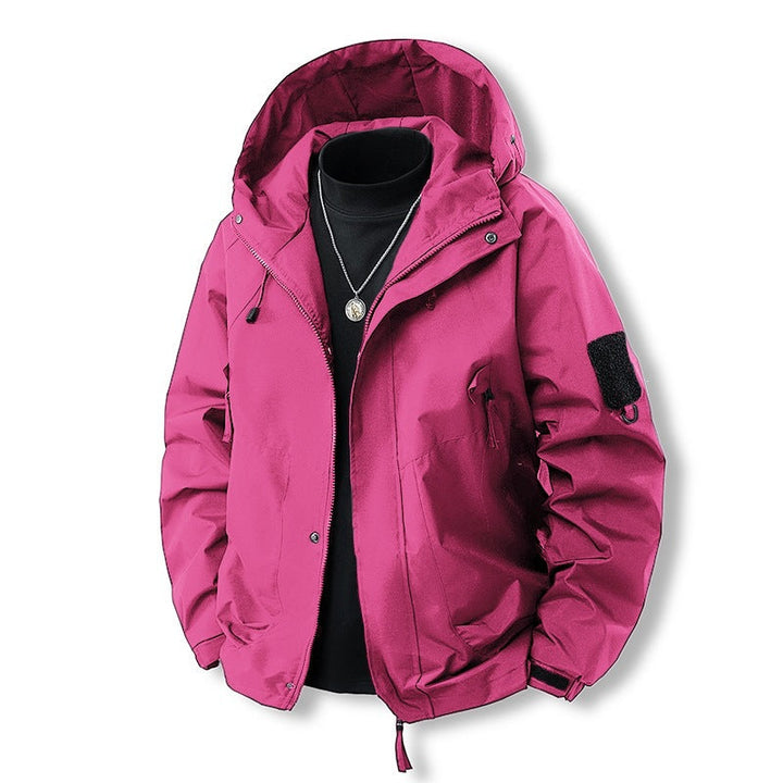 Herr Funktionell med Huva Övergångsjacka med Water-Repellent Cover, Utility Fickor &amp; Adjustable Fåll