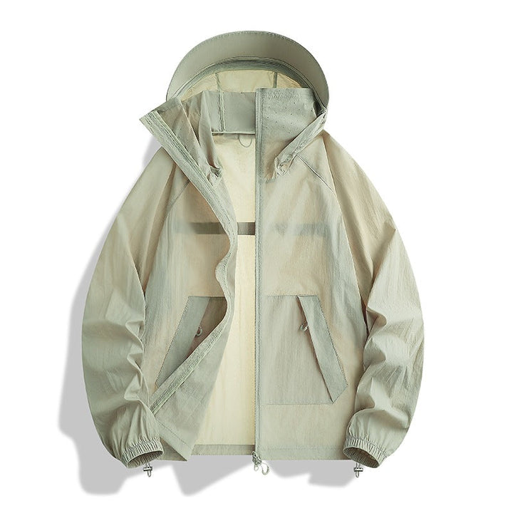 Herr Lätt Wind och Water Resistant med Huva Övergångsjacka med Mesh Foder &amp; Dragsko