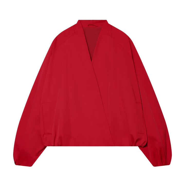 Dam Kort Kimono Jacka med Dropped Ärmar och Elastic Waist