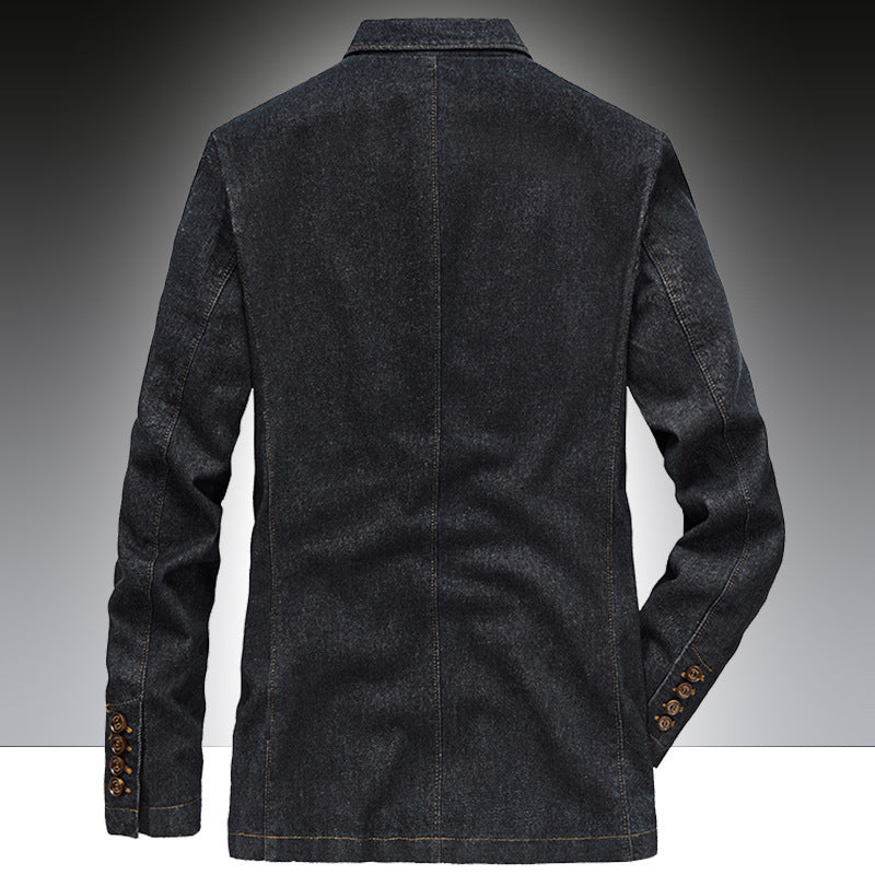 Herr Denim Kavaj i Unstructured Worker Stil med Utanpåfickor