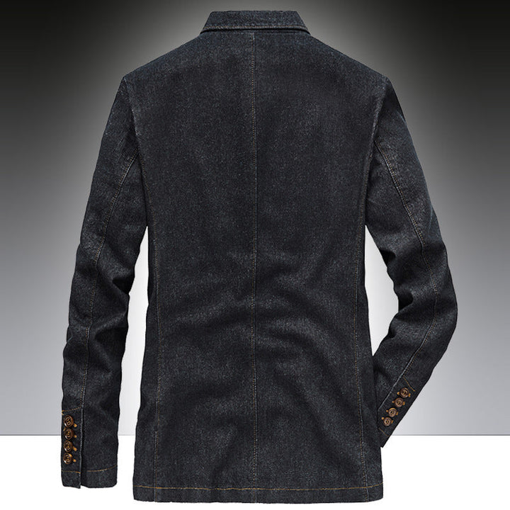 Herr Denim Kavaj i Unstructured Worker Stil med Utanpåfickor