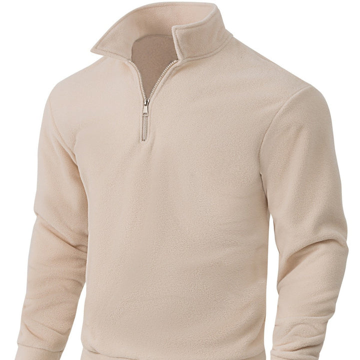 Herr Nano Fleece Halv Dragkedja Pullover med Ståkrage, Mjuk Teddy Fleece och Elastiska Muddar