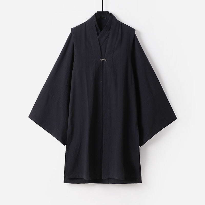 Unisex Asian inspired oversize kimono jacka med trumpet ärmar och liten toggle stängning